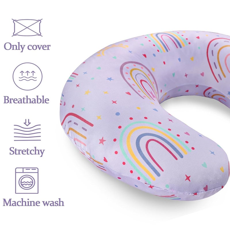DAYEEBALL Nursing Pillow Cover, Removable Nursing Covers for Breastfeeding Pillows, Stretchy and Soft Fit for Baby Girls Boys Newborn, Purple Rainbow (Only Cover) - Image 3